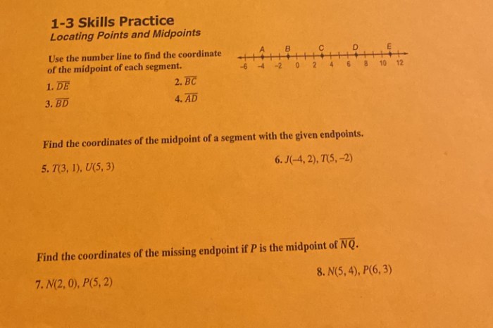 Locating points and midpoints answer key