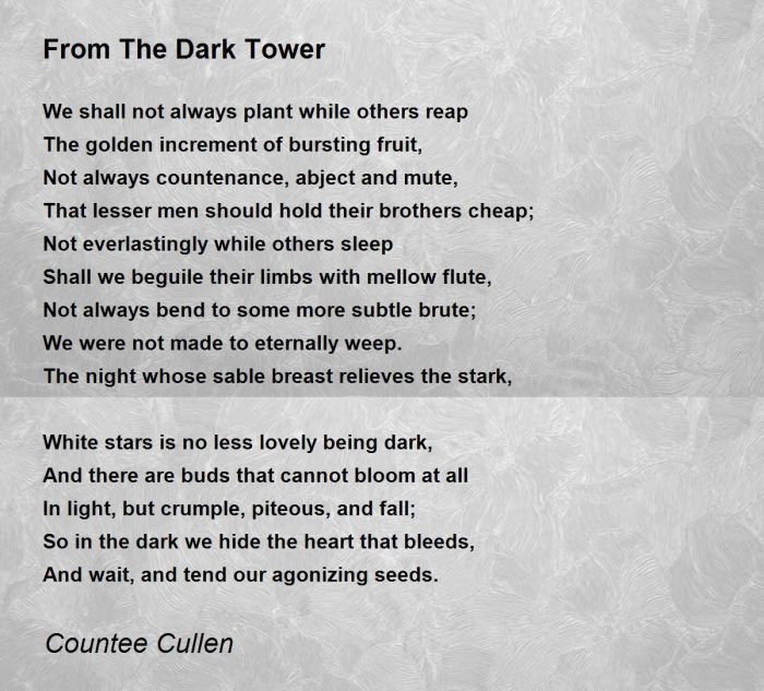 From the dark tower countee cullen analysis