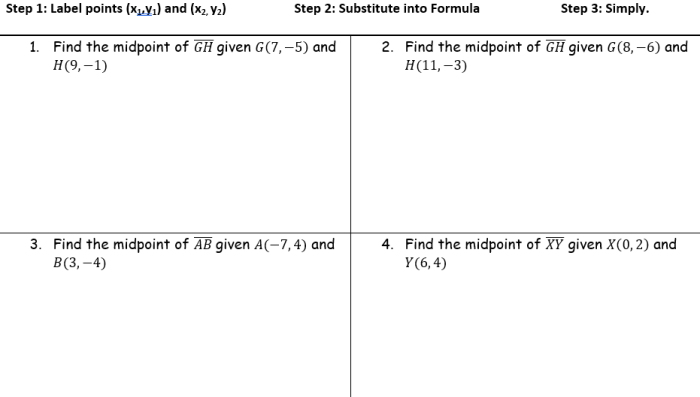 Locating points and midpoints answer key